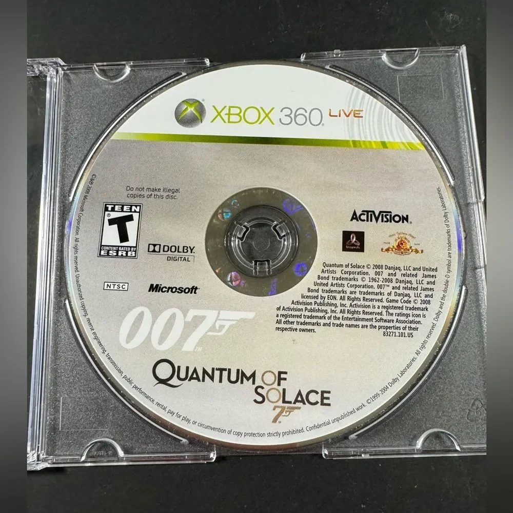 James Bond 007: Quantum of Solace (Xbox 360 2008) Game Disc Only